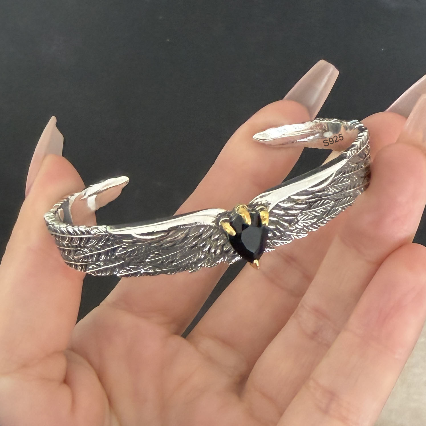 Resin Bangle Bracelet - سوار فضة استرلينية 925 صلبة 100%