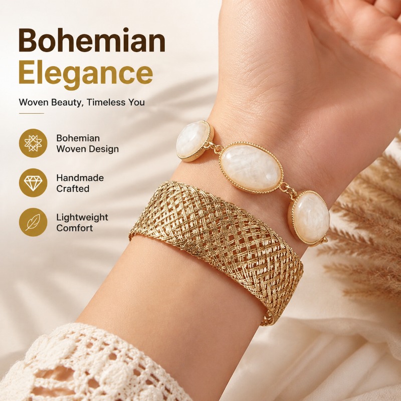 سوار بوهيمي منسوج من الراتنج ب - مراجعة Resin Bangle Bracelet وسعره