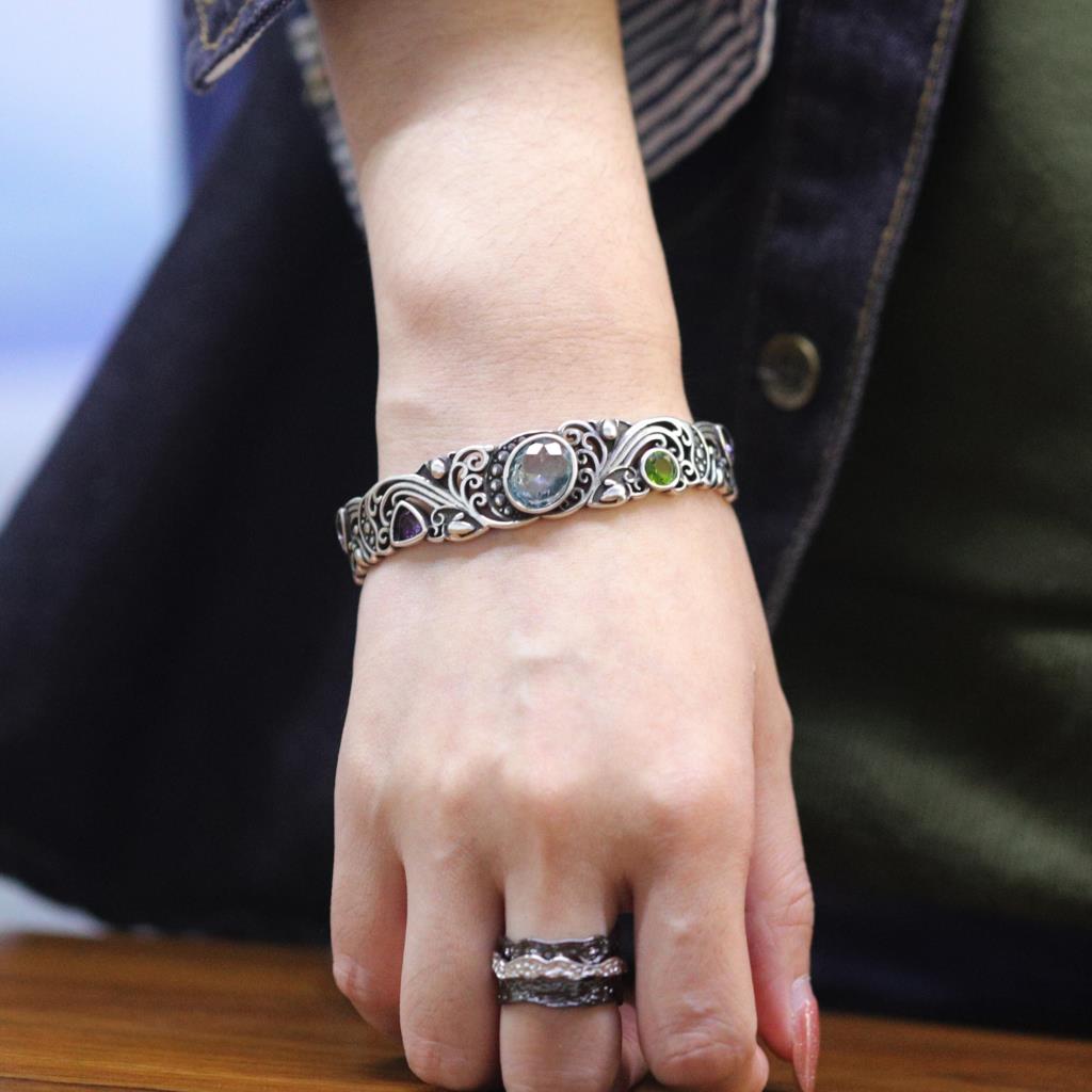 جديد 925 فضة الكنز الأزرق الأر - مراجعة Resin Bangle Bracelet وسعره