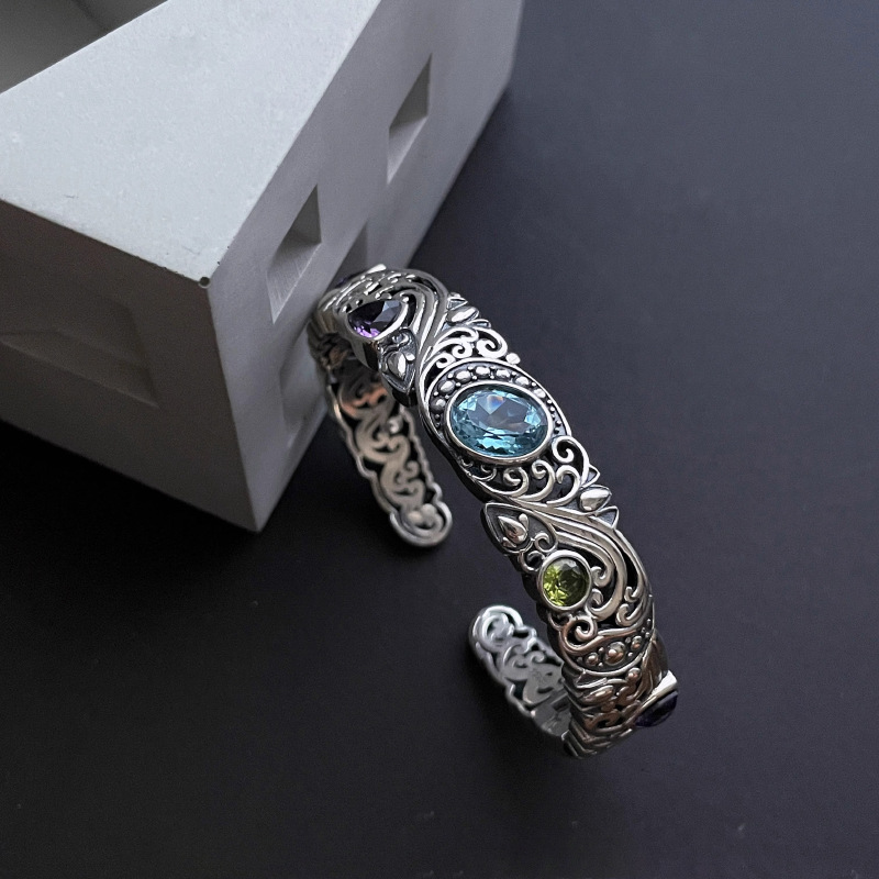 جديد 925 فضة الكنز الأزرق الأر - مراجعة Resin Bangle Bracelet وسعره