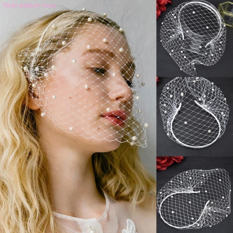 62KE شبكة الجبين اللؤلؤ الحجاب - مراجعة Women Accessories Description وسعره